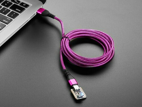 Fashionable Pink and Lavender Woven USB Type-A to USB Type-C Connecting Cable - 2 Meters in Length