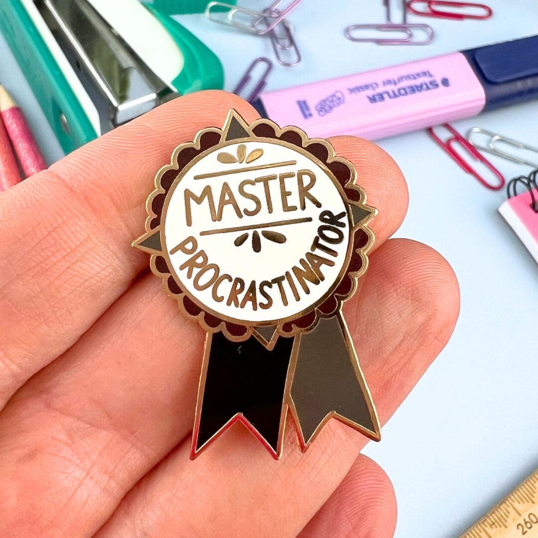 Limited Edition Gold-Backed Hard Enamel Master Procrastinator Lapel Pin