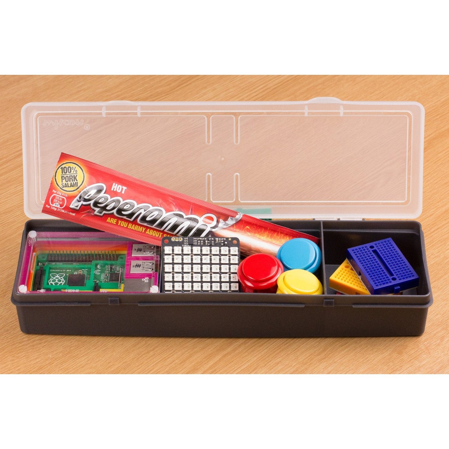Portable Two - Compartment Component Storage Box for Raspberry Pi and Accessories
