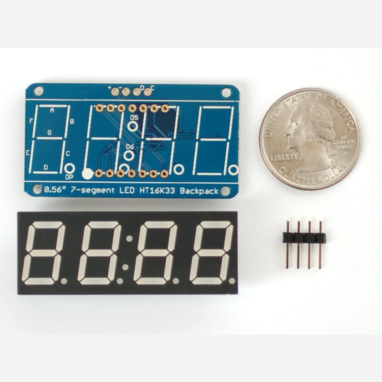 Adafruit Red 0.56 4-Digit 7-Segment Display with I2C Backpack