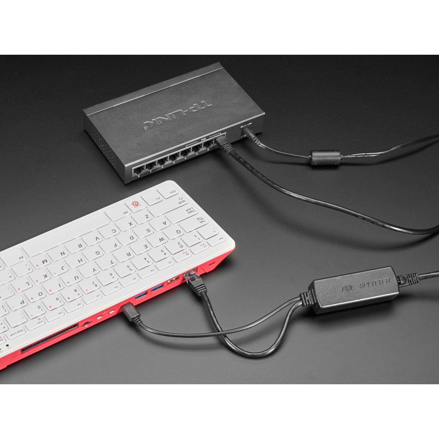 Ethernet PoE Splitter with USB Type C Port - 5V 2A Output and 100 MB Ethernet Connectivity