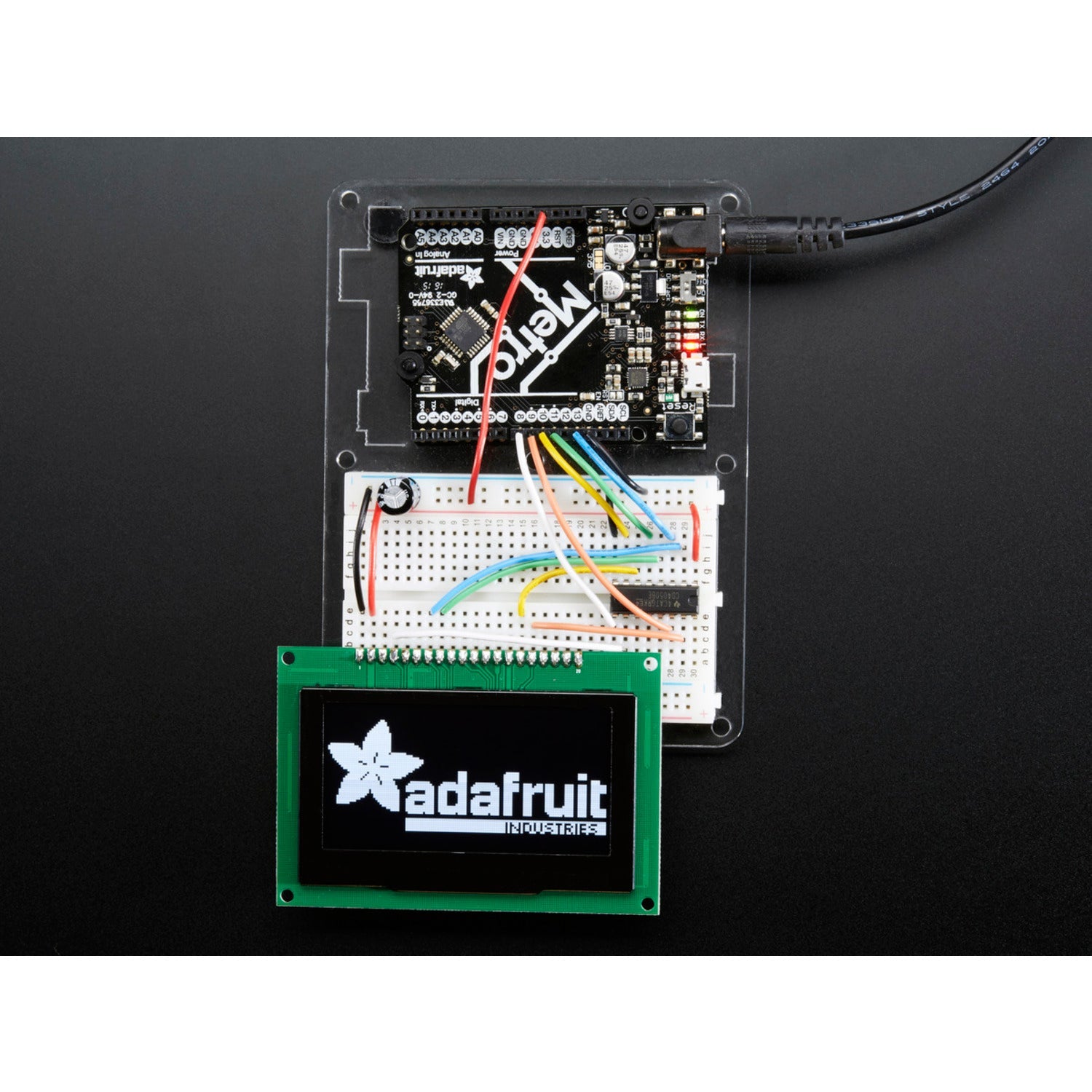 2.7-Inch 128x64 Monochrome OLED Graphic Display Module Kit with Bezel