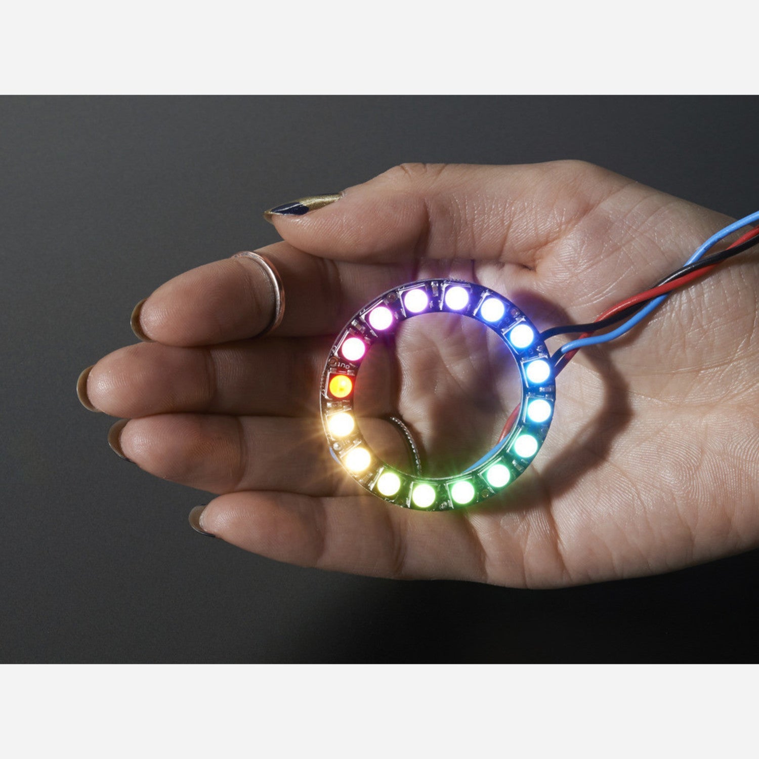 16-LED NeoPixel Ring with Integrated Drivers - Warm White ~3000K RGBW LEDs