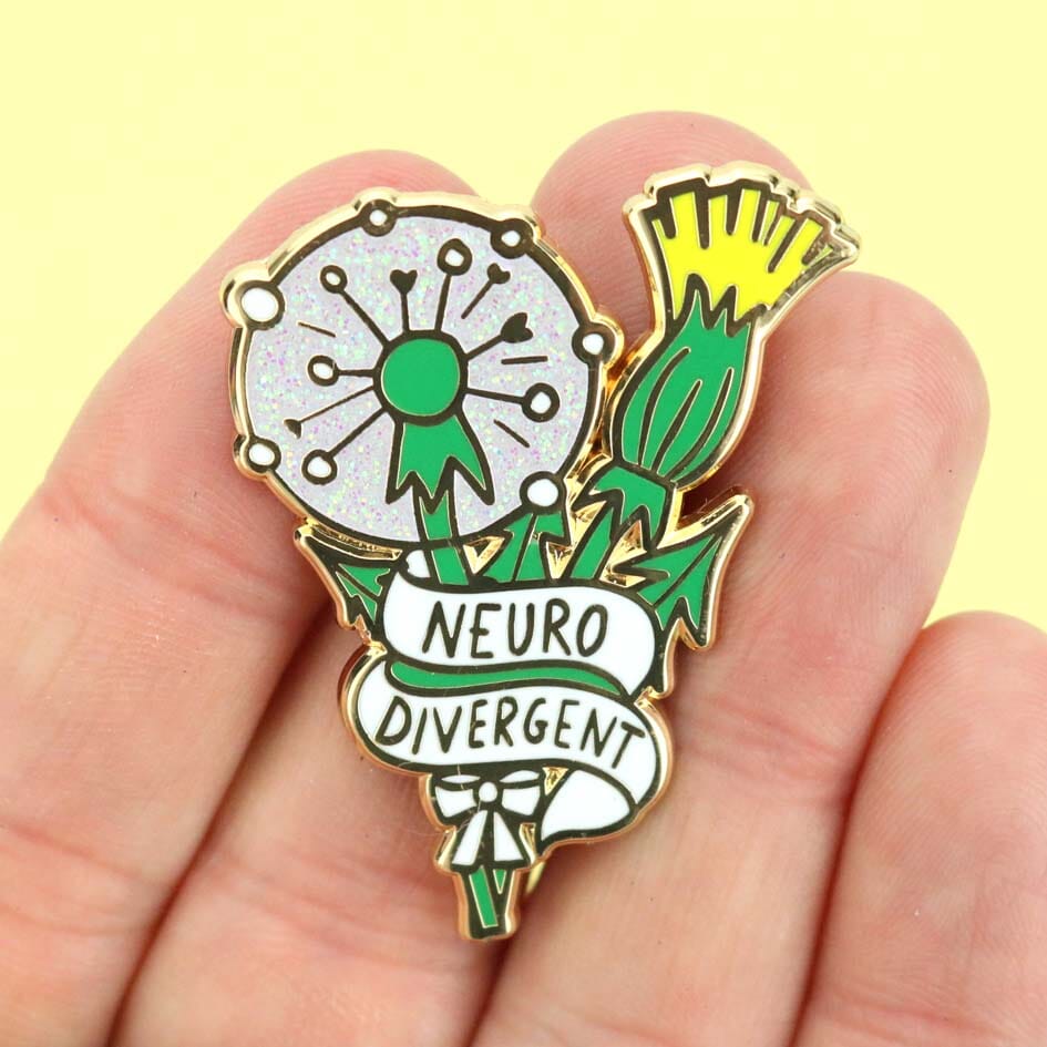 Limited Edition Colorful Gold-Backed Hard Enamel Neurodivergent Lapel Pin
