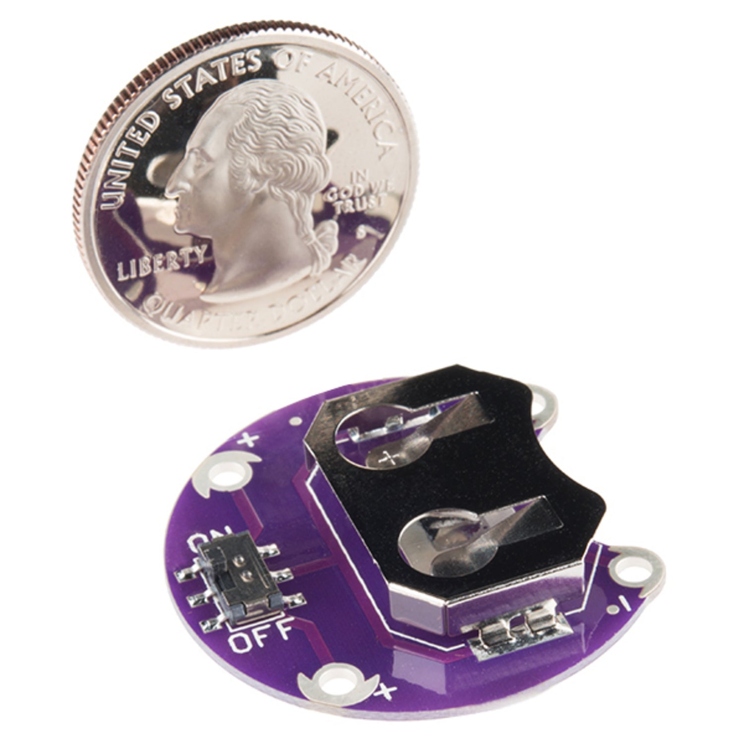 Switched Coin Cell Battery Holder for Lilypad - Suitable for 20mm Batteries