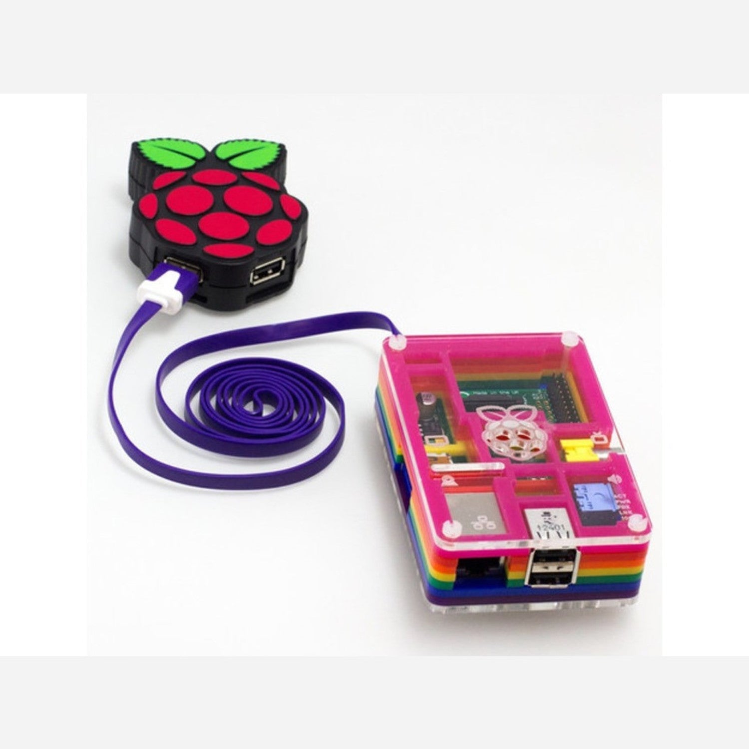 PIHUB - A Premium USB 2.0 Hub with US Power Adapter Specifically Designed for Raspberry Pi