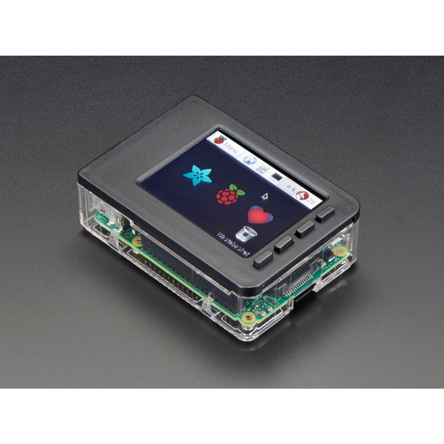 Transparent Case Base and Faceplate Pack for 2.8 PiTFT Compatible with Raspberry Pi Model B+, Pi 2, and Pi 3
