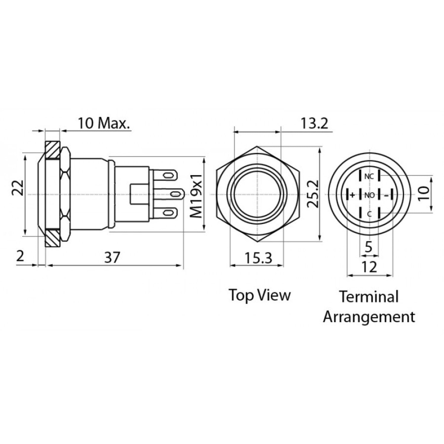 High - Quality Stainless Steel Metal Illuminated Pushbutton with Red Illuminating Ring