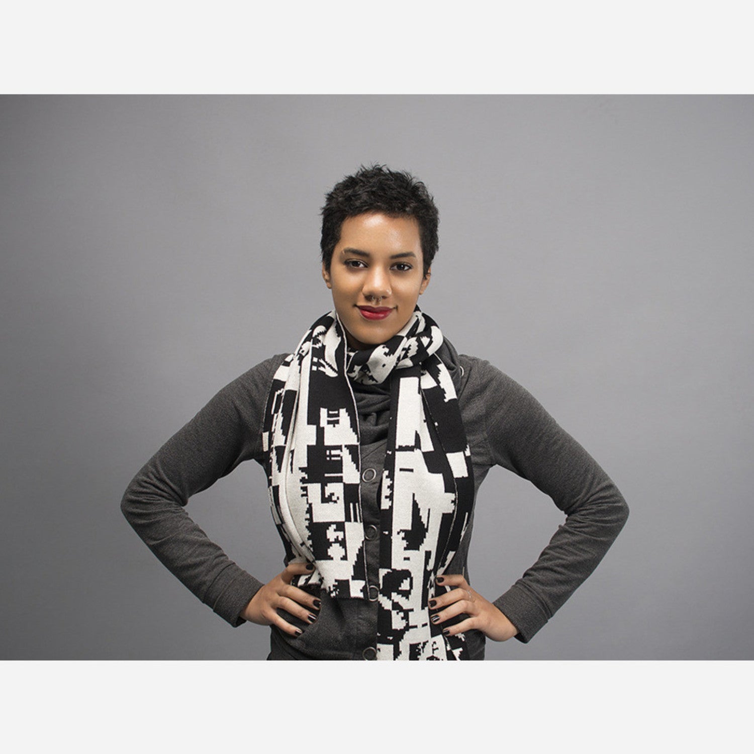 Glitchaus Brand Winter Glitch Pattern Scarf