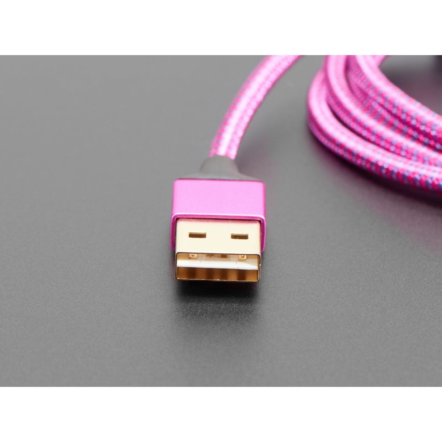 1m Long Fully Reversible USB A to Micro B Cable in Trendy Pink/Purple