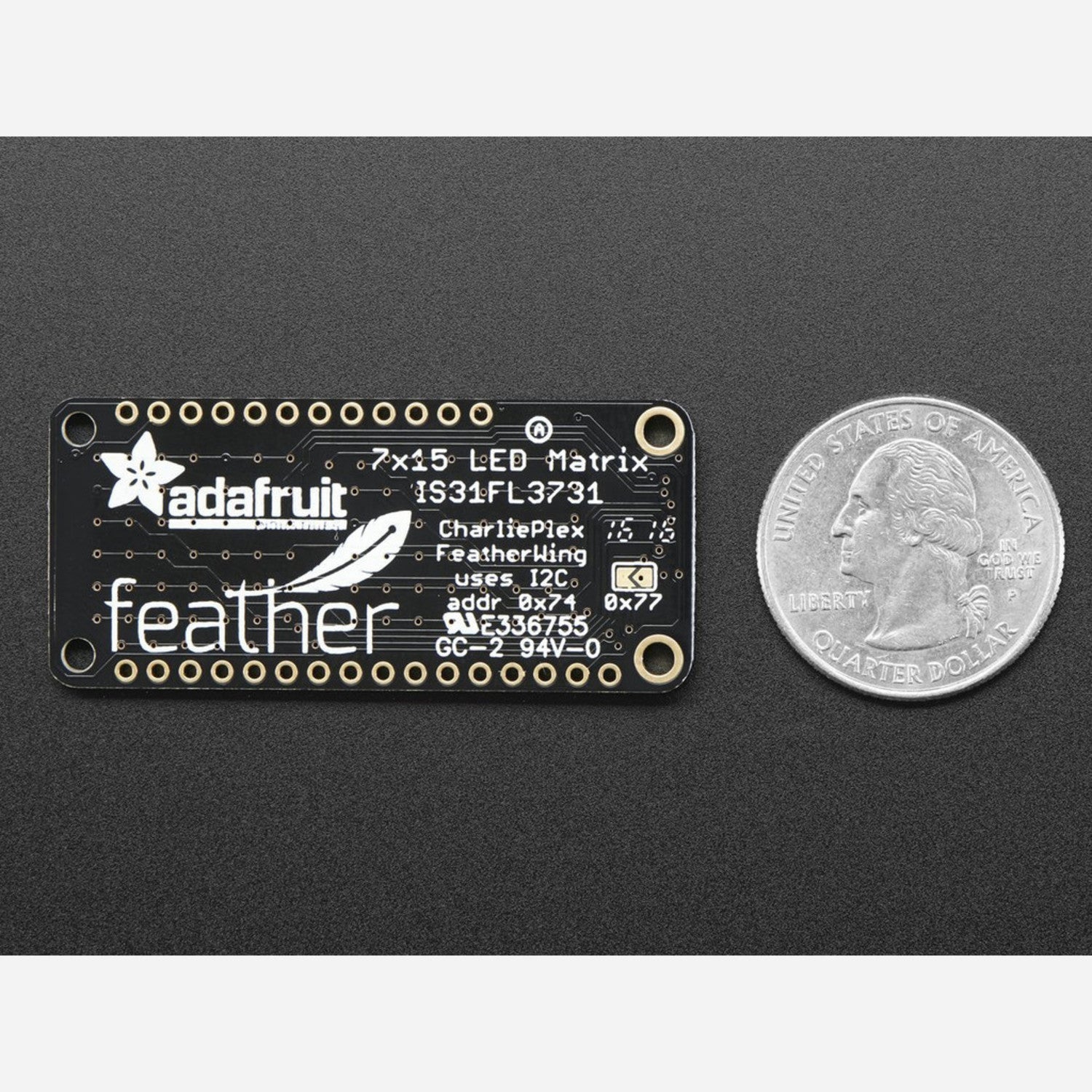 Adafruit Yellow 15x7 CharliePlexed LED Matrix Display FeatherWing for Stunning Visuals