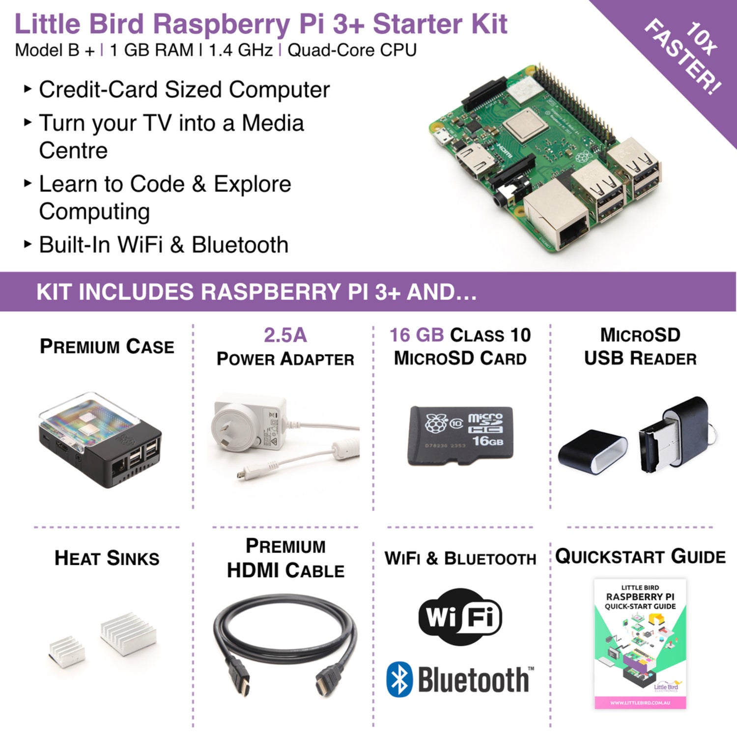 Little Bird Complete Starter Kit for High - Performance Raspberry Pi 3 Plus