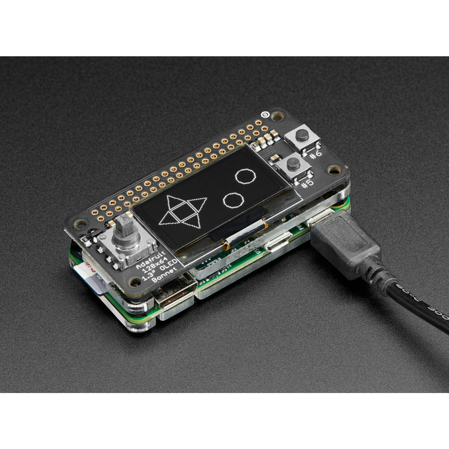 Adafruit Raspberry Pi Compatible 128x64 OLED Display Bonnet with Joystick and Buttons