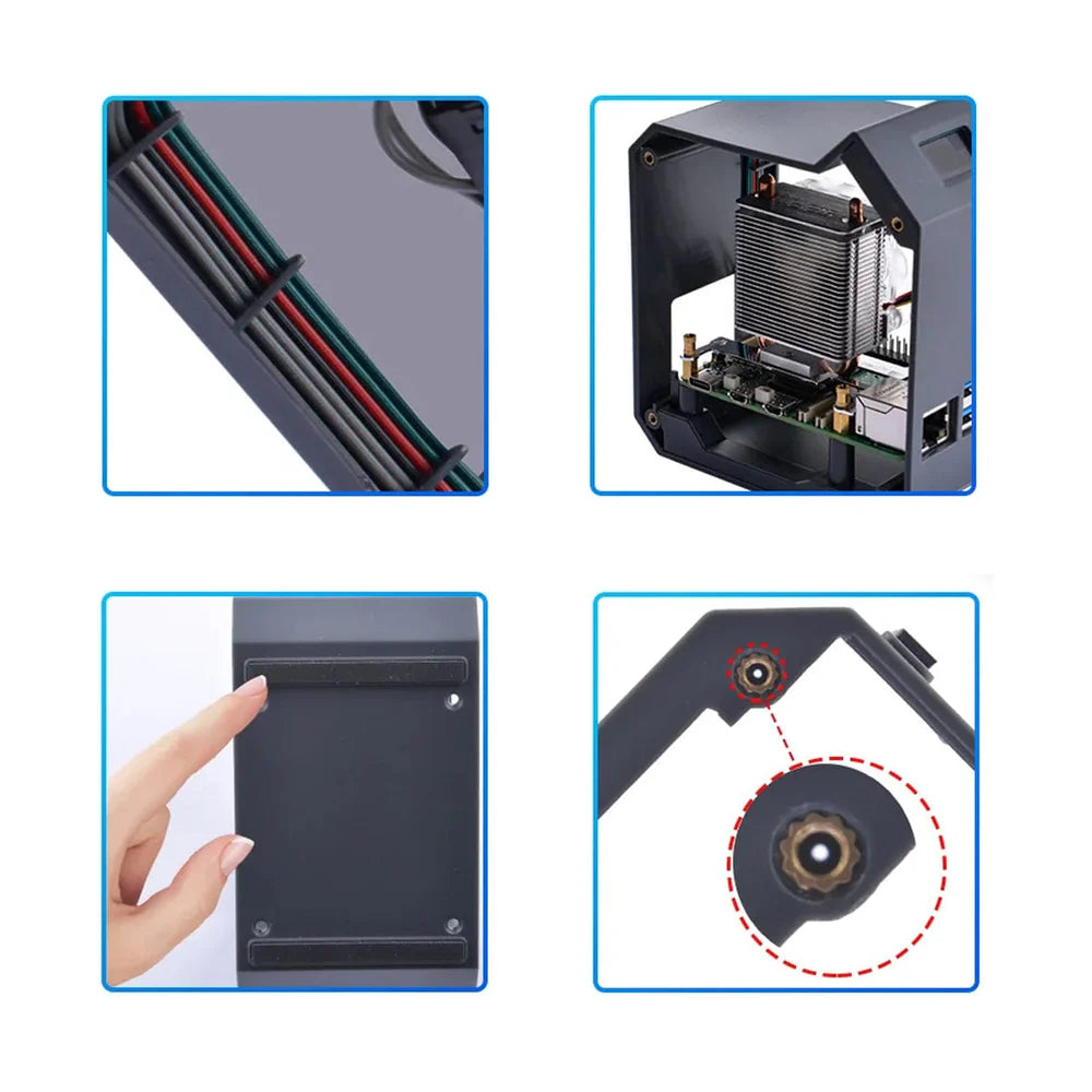 Upgraded Mini Tower Kit with LED Cooler and OLED for Raspberry Pi 5