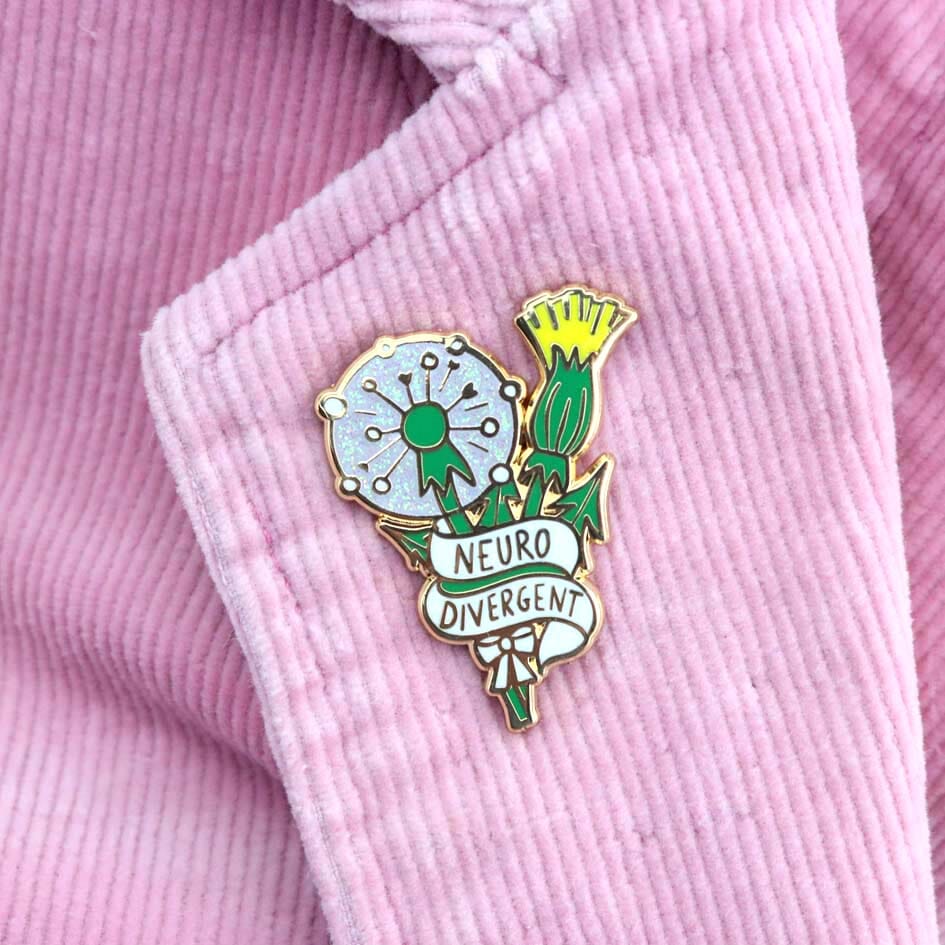 Limited Edition Colorful Gold-Backed Hard Enamel Neurodivergent Lapel Pin