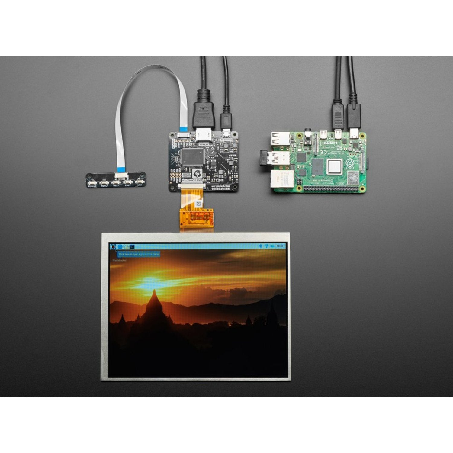 Pimoroni 8-inch IPS 1024x768 High-Resolution Plug-and-Play HDMI LCD Screen Kit