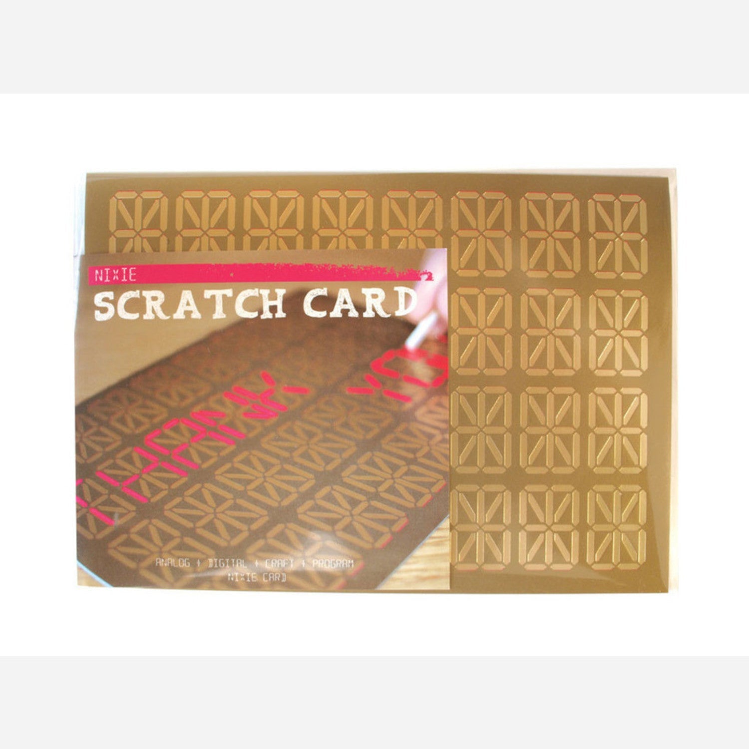 Retro Futuristic Nixie-Style Seven-Segment Art Scratch-Off Card
