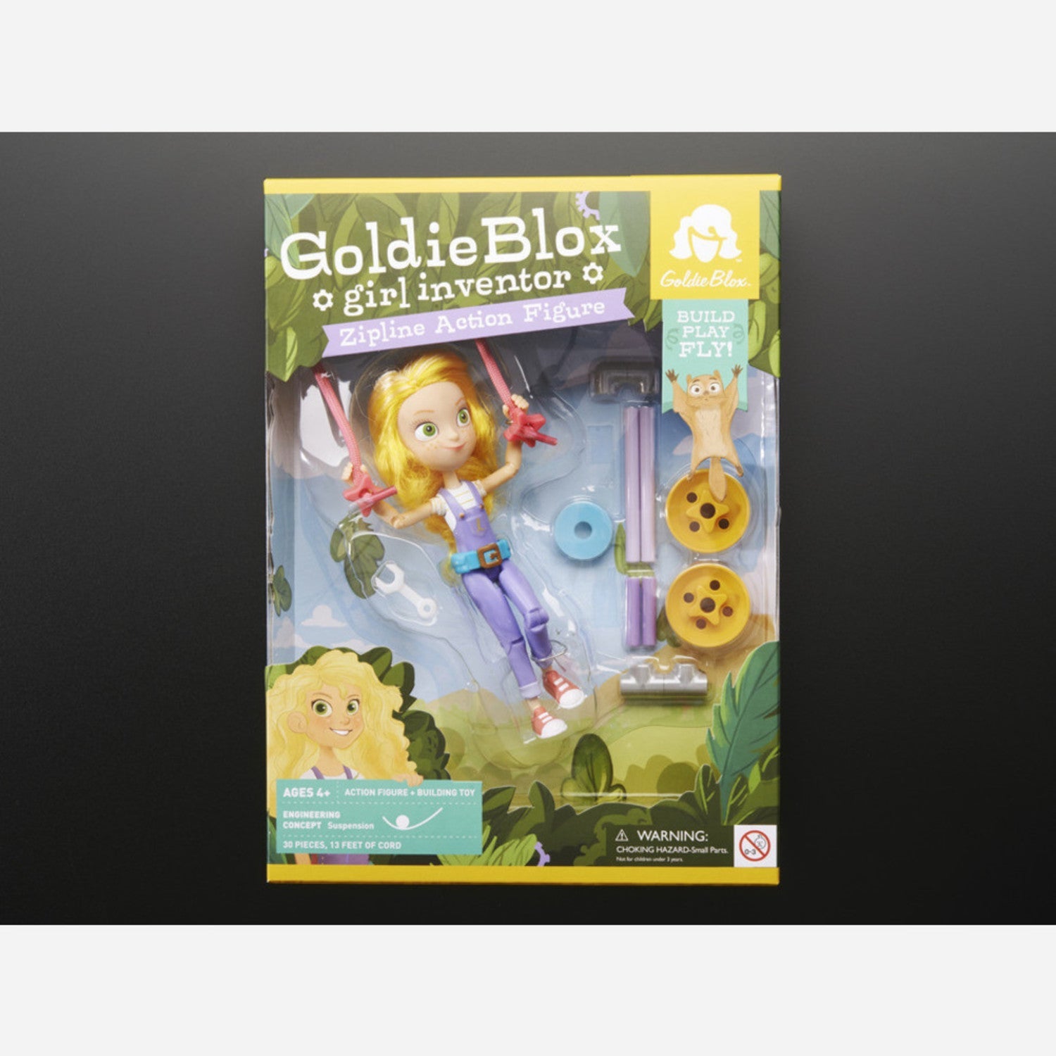 Goldie Blox Action Figure Set with 13-Foot Zipline for Kids' Action Fun