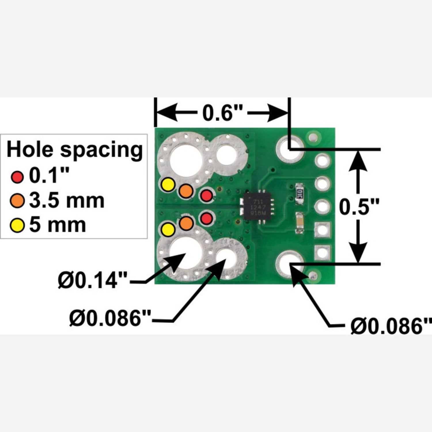 Allegro ACS711EX Bidirectional Current Sensor Carrier Board (-31A to +31A)