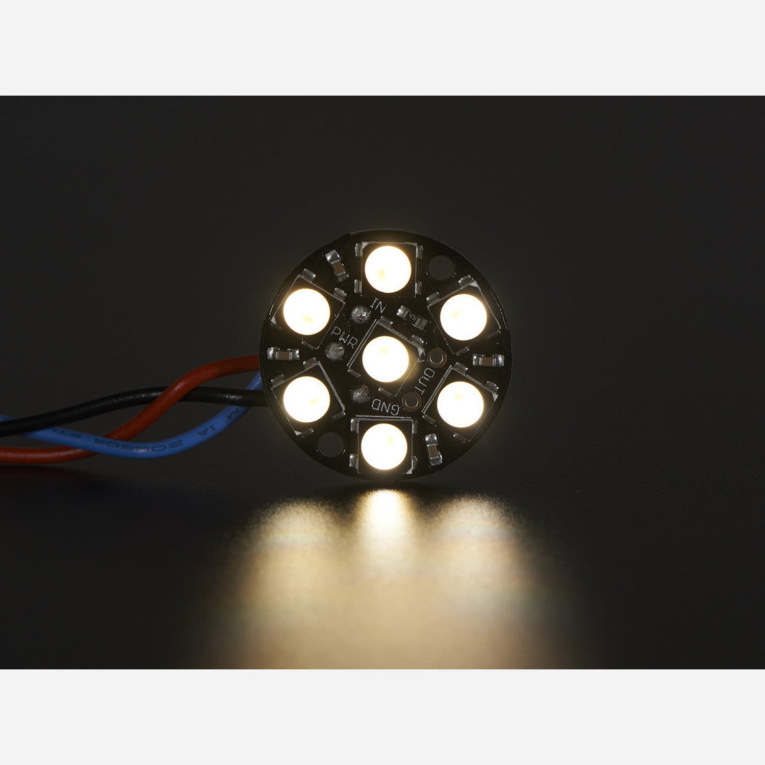NeoPixel Jewel - A Stunning Circular PCB with 7 x 5050 RGBW LEDs Featuring Integrated Drivers for Natural White Lighting at Approximately 4500K