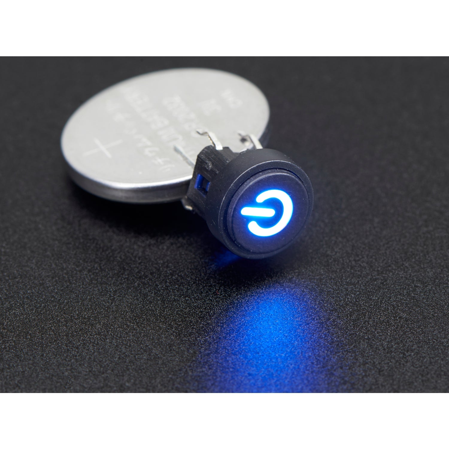 Blue Mini Illuminated Momentary Pushbutton with Power Symbol