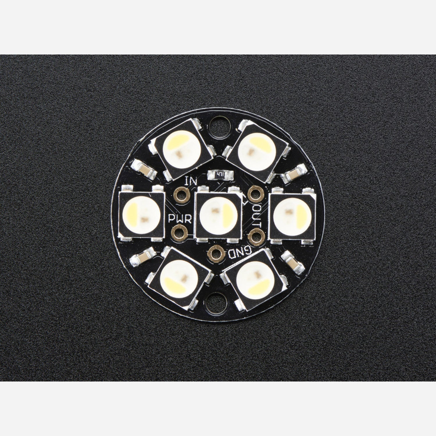NeoPixel Jewel - A Stunning Circular PCB with 7 x 5050 RGBW LEDs Featuring Integrated Drivers for Natural White Lighting at Approximately 4500K