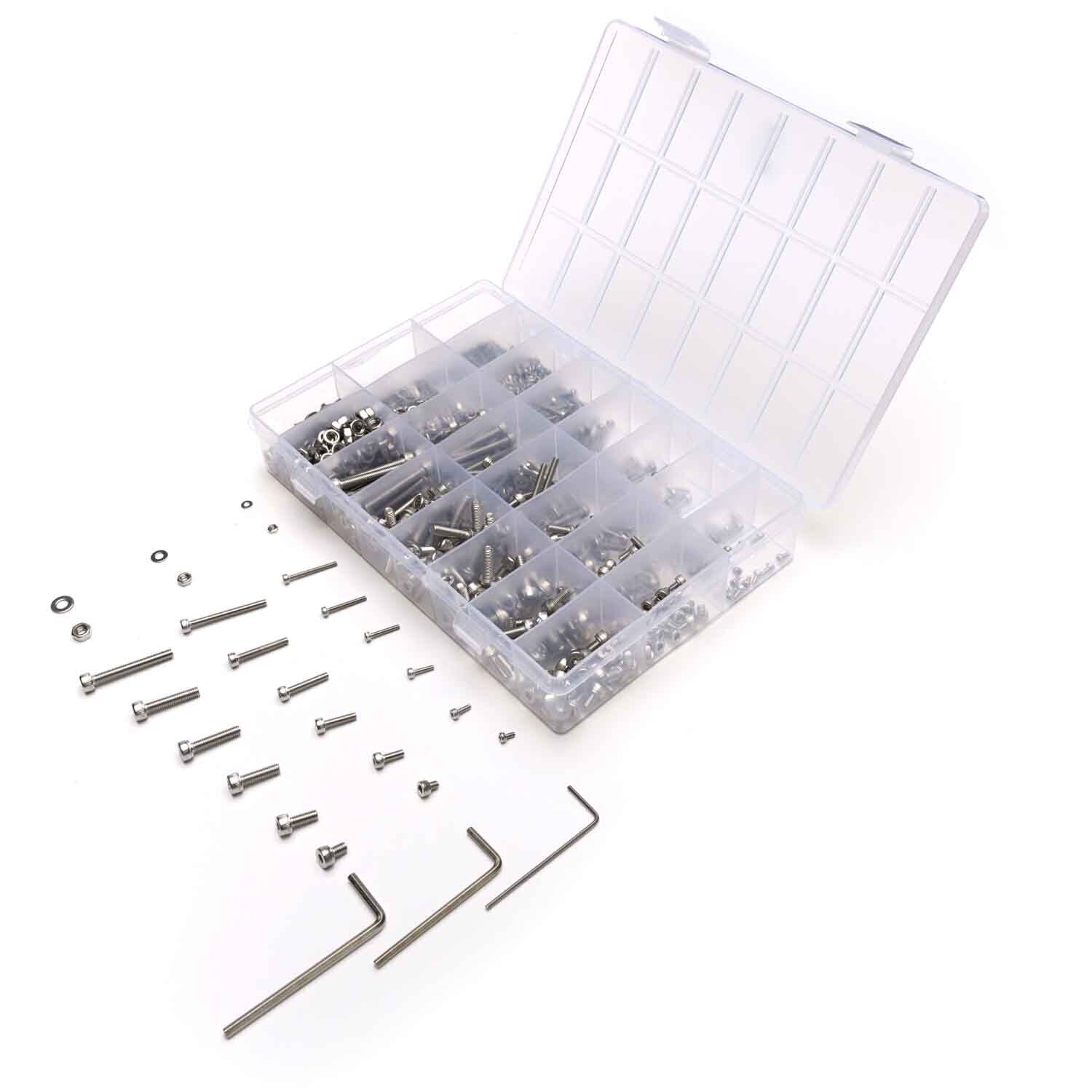 1080pcs M2 M3 M4 Stainless Steel Hex Socket Cap Head Screws & Nuts Kit