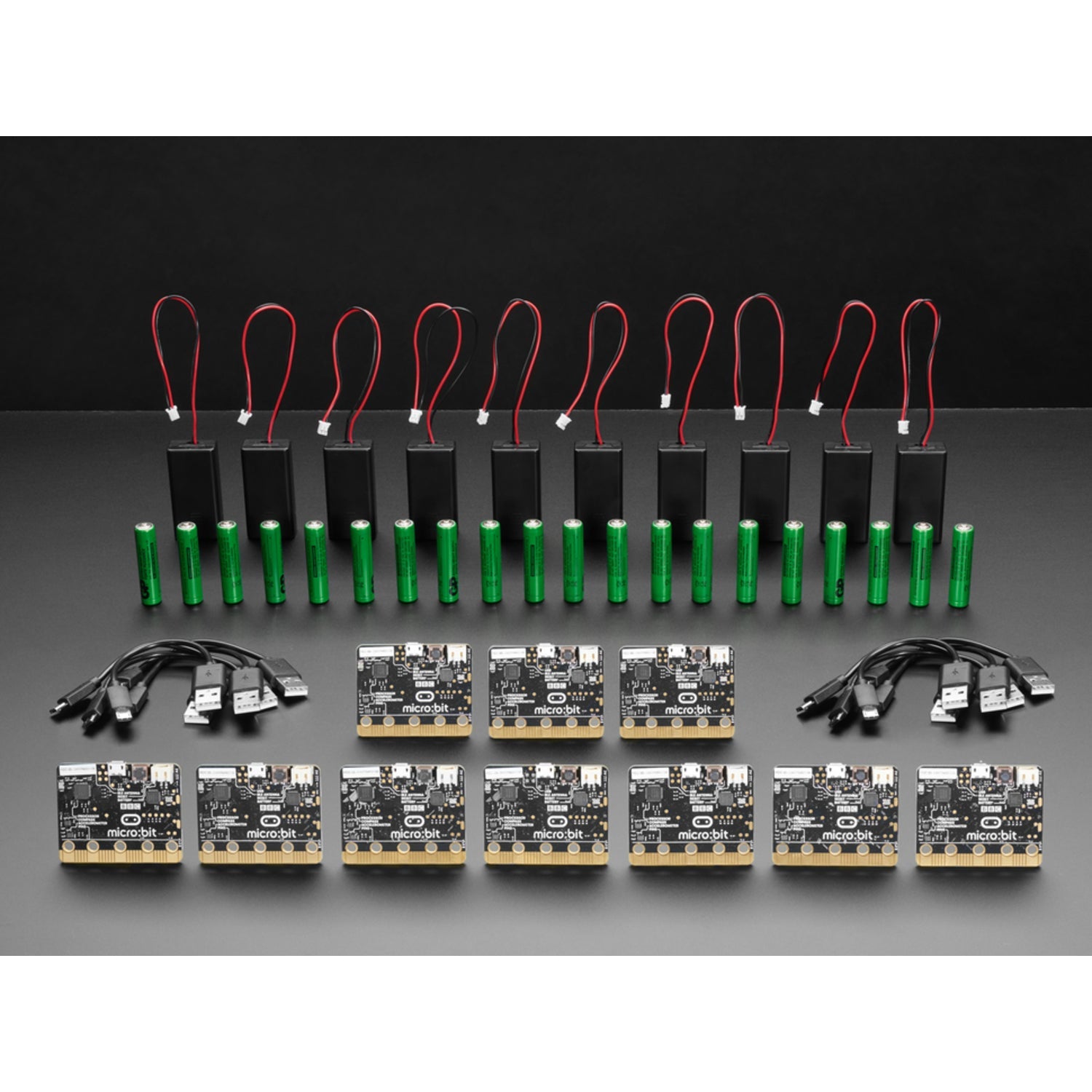 BBC micro:bit Club Starter Pack with 10 Units, Batteries, Battery Holders, and USB Cables