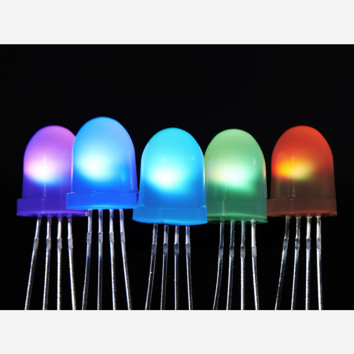 5-Pack of NeoPixel Diffused 8mm Through-Hole Light Emitting Diodes for Breadboard Projects