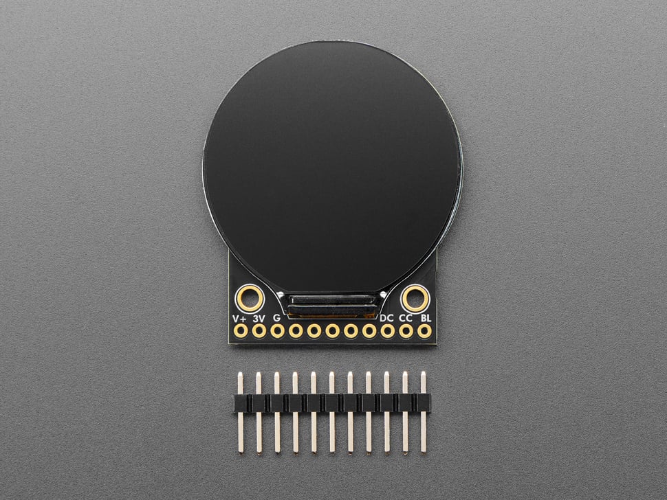 Adafruit 1.28-Inch 240x240 Resolution Round TFT LCD Display Module with MicroSD Card Slot for Microcontrollers and Microcomputers