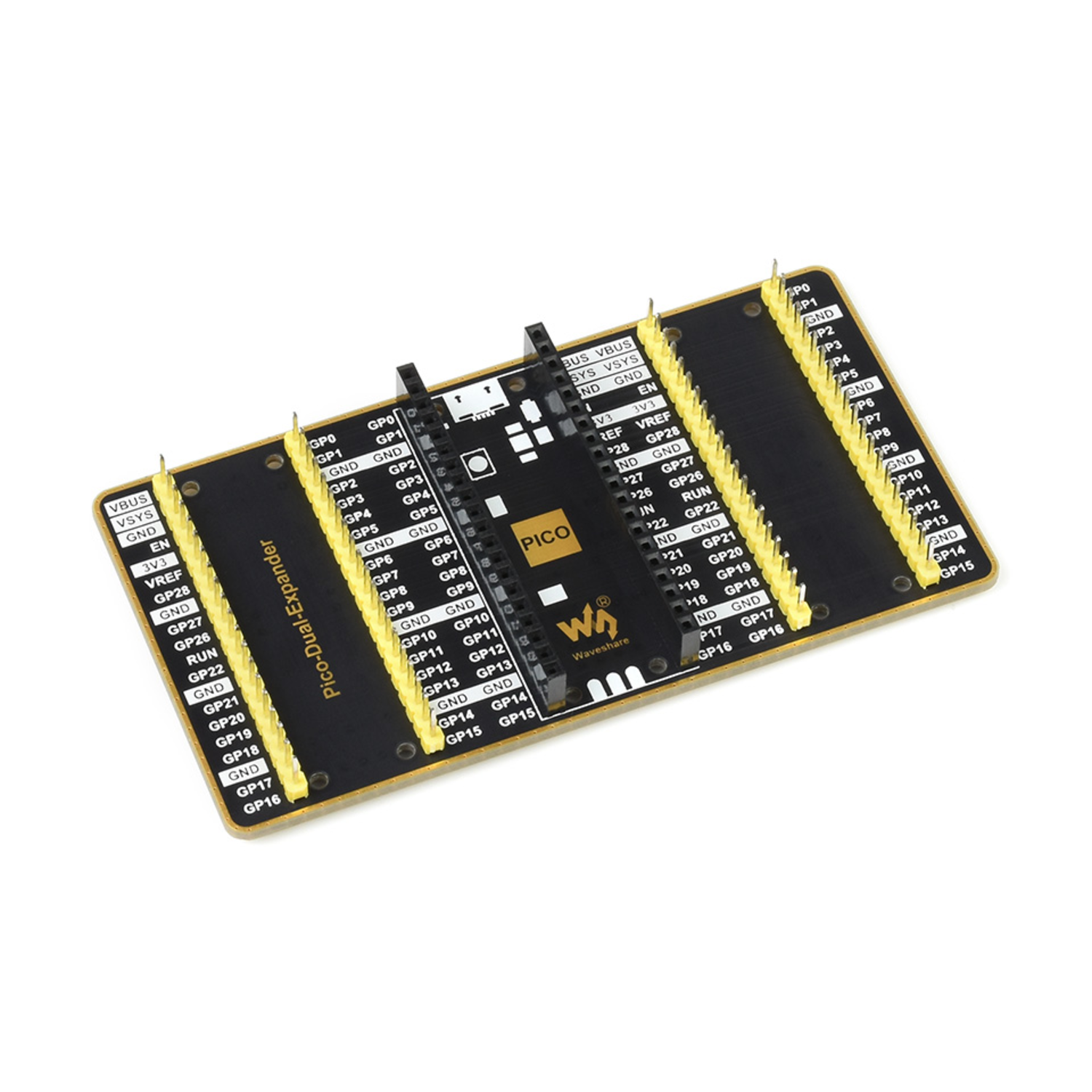 Pico Dual GPIO Expander IC Test Board with Two Sets of Male Headers