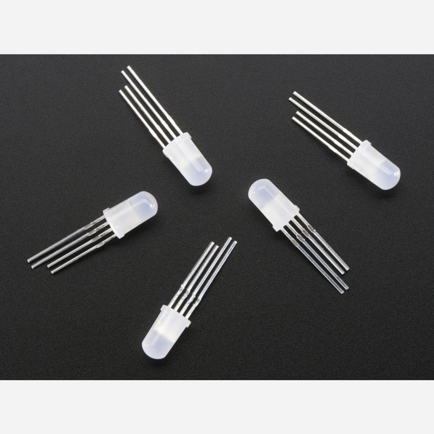 5-Pack of NeoPixel Diffused 5mm Through-Hole Light Emitting Diodes