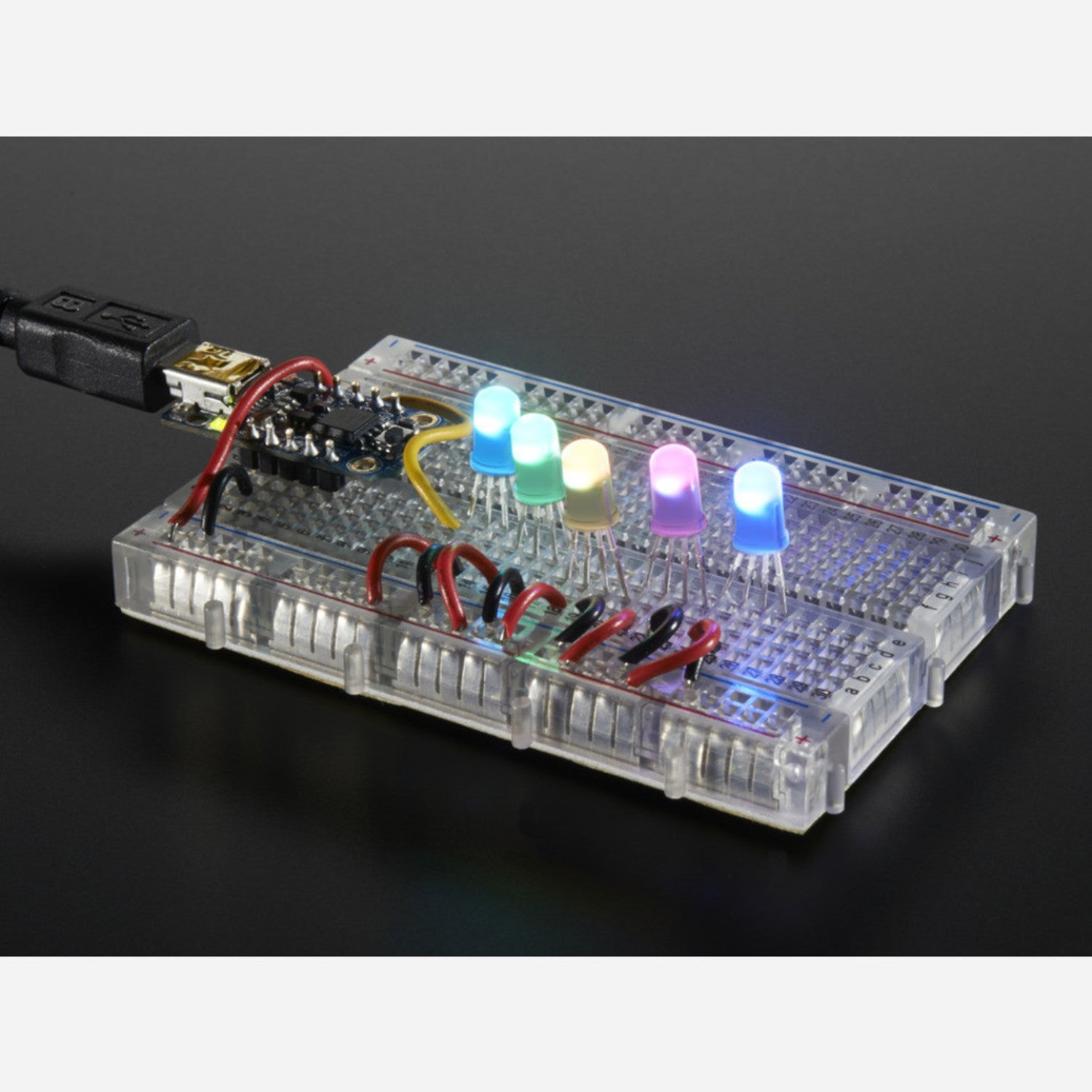 5-Pack of NeoPixel Diffused 5mm Through-Hole Light Emitting Diodes
