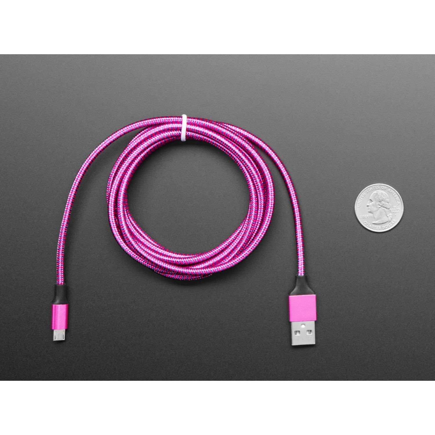 Fashionable 2-Meter Long Pink and Lavender Braided USB Type-A to Micro-USB B Charging Cable