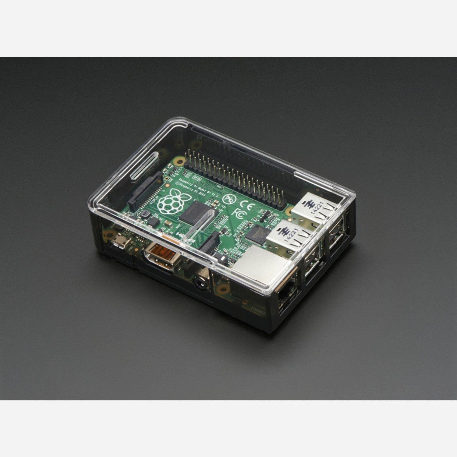Smoke Gray Base Case for Raspberry Pi Model B+, Pi 2, and Pi 3
