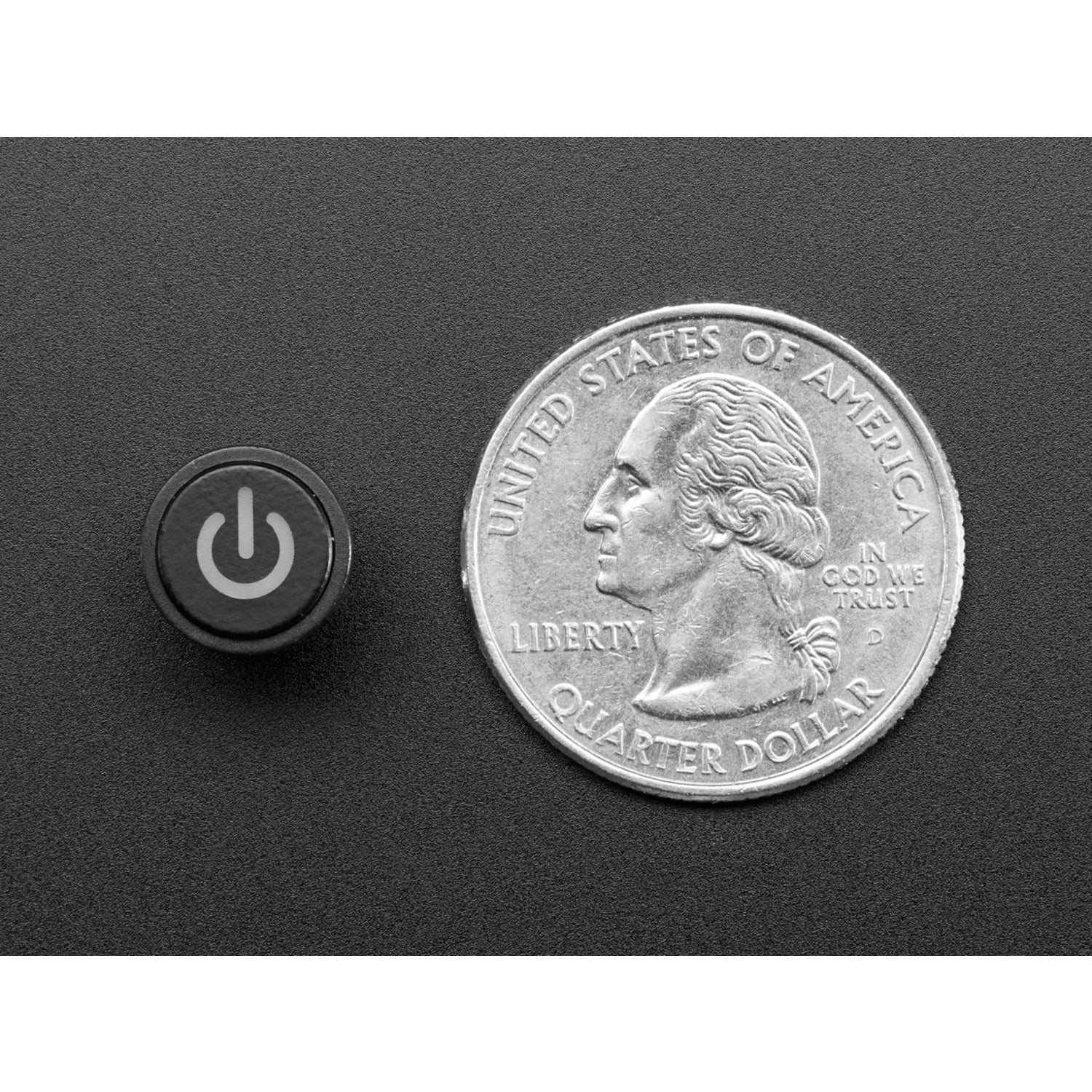Blue Mini Illuminated Momentary Pushbutton with Power Symbol