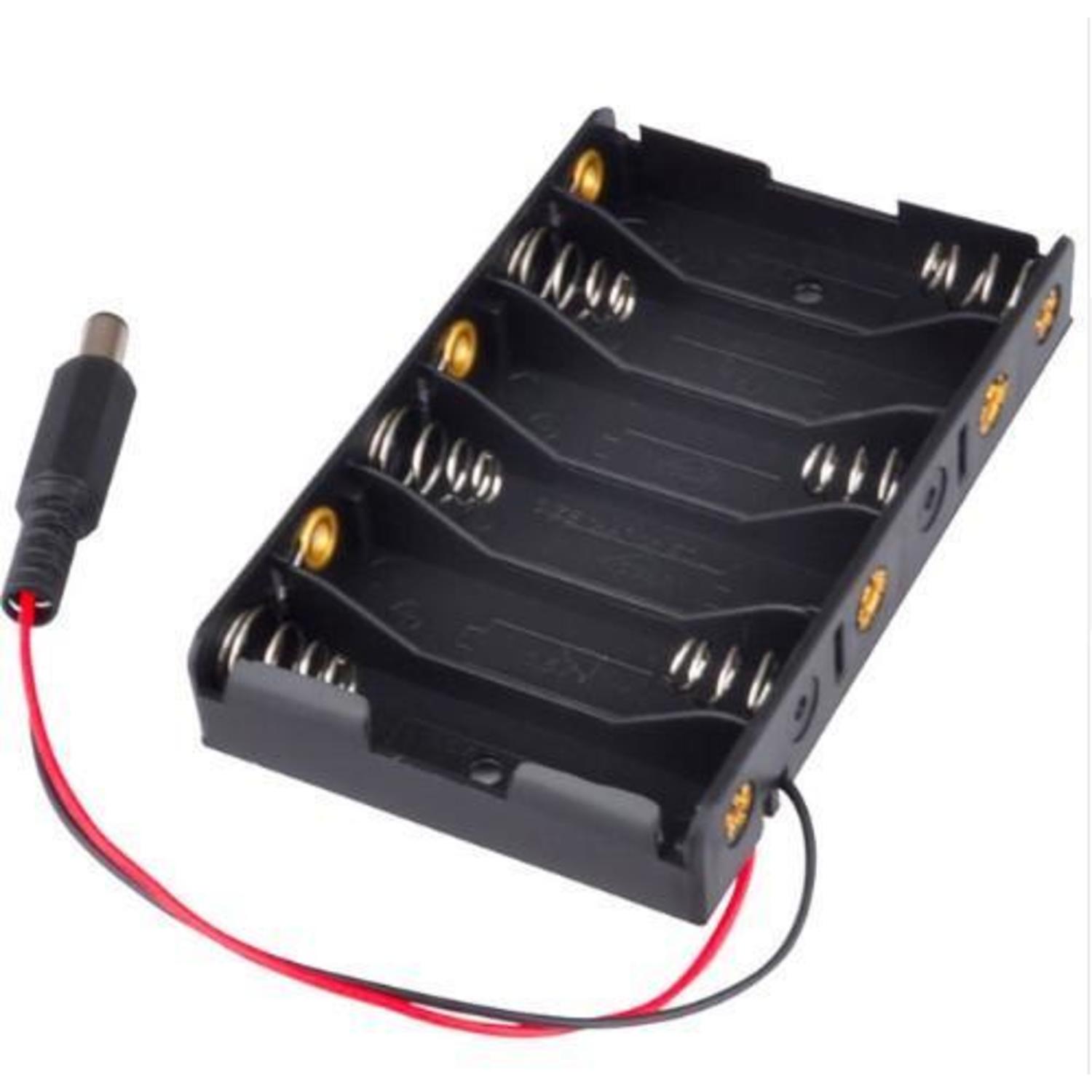 6-Cell AA Battery Holder Featuring a DC Connector for Easy Power Supply