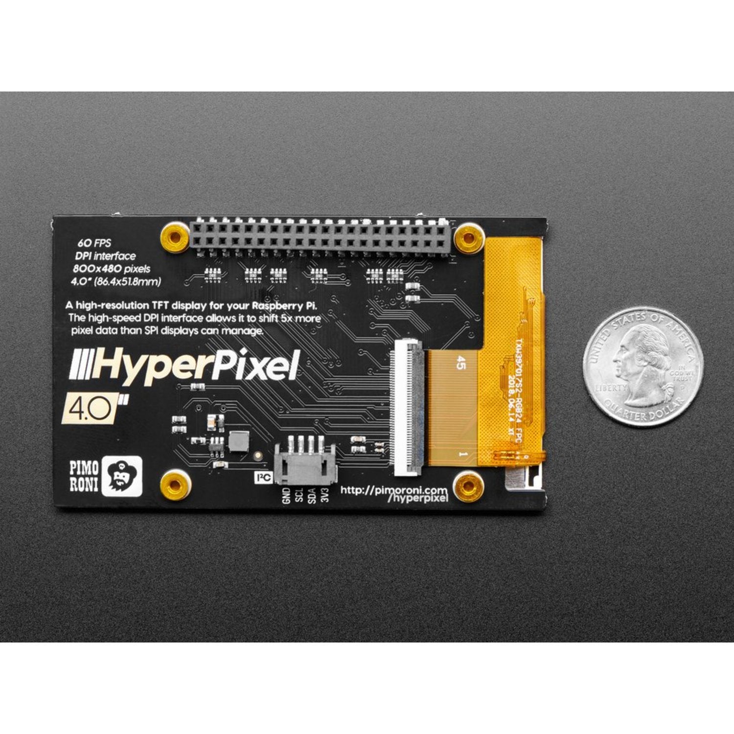 Pimoroni HyperPixel 4.0 High-Resolution Non-Touch Display for Raspberry Pi