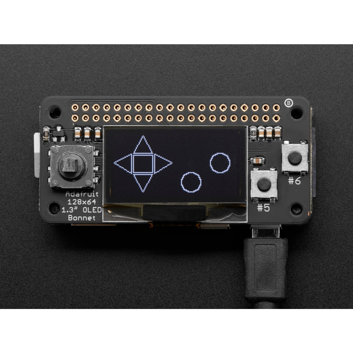 Adafruit Raspberry Pi Compatible 128x64 OLED Display Bonnet with Joystick and Buttons