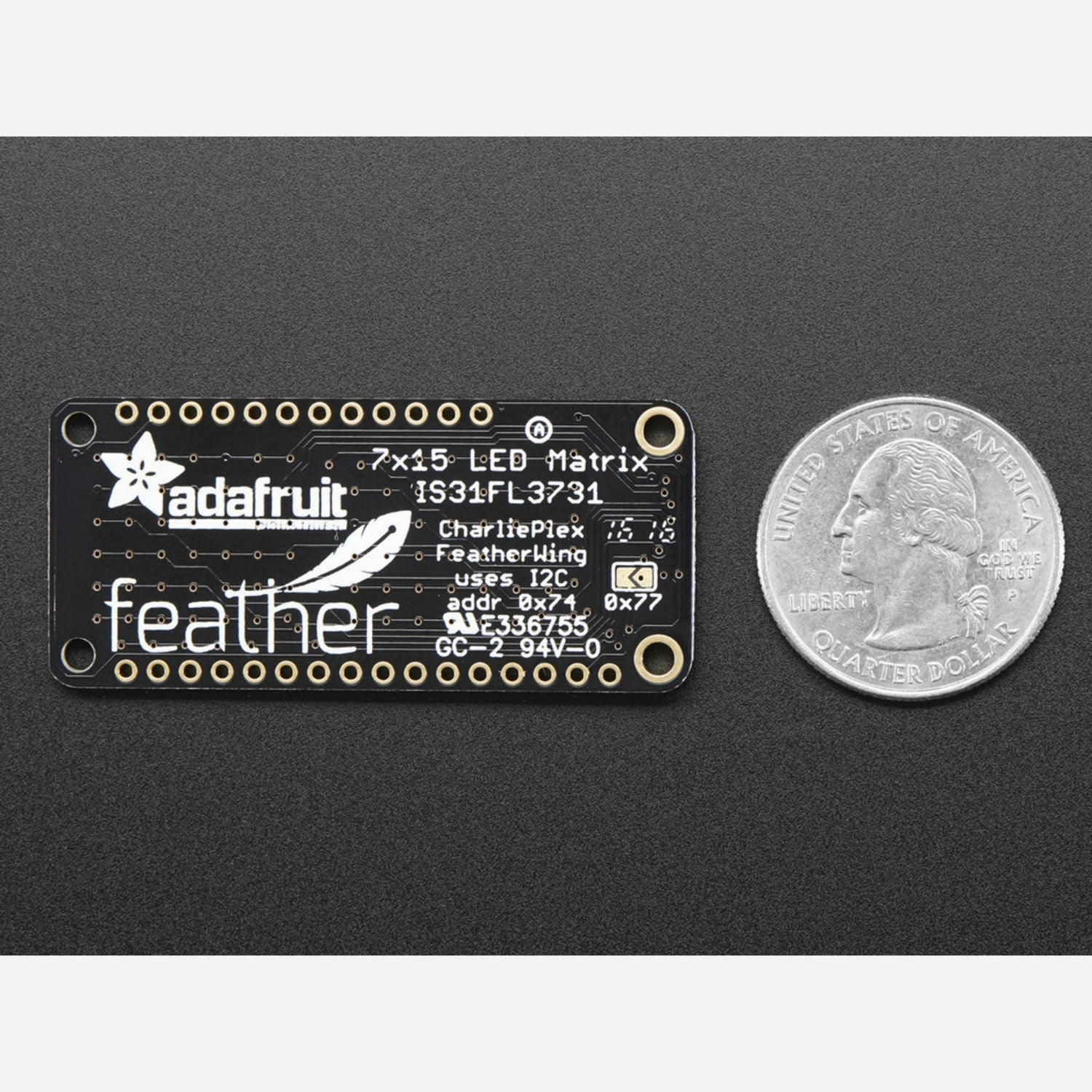 Adafruit Cool White 15x7 CharliePlex LED Matrix Display FeatherWing